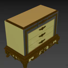 Nightstand Drawers With Carved Frame 3d model