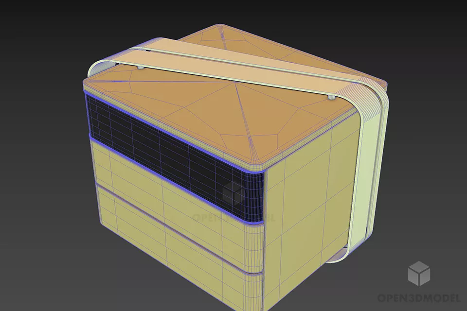 Nightstand Turri With Three Drawers 3d model 2