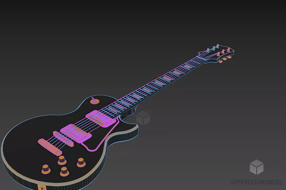 Instrument Electric Guitar Black Color 3d model 2