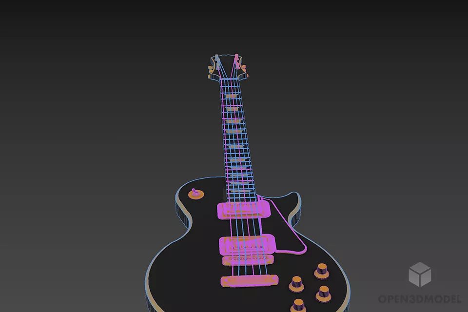 Instrument Electric Guitar Black Color 3d model 3