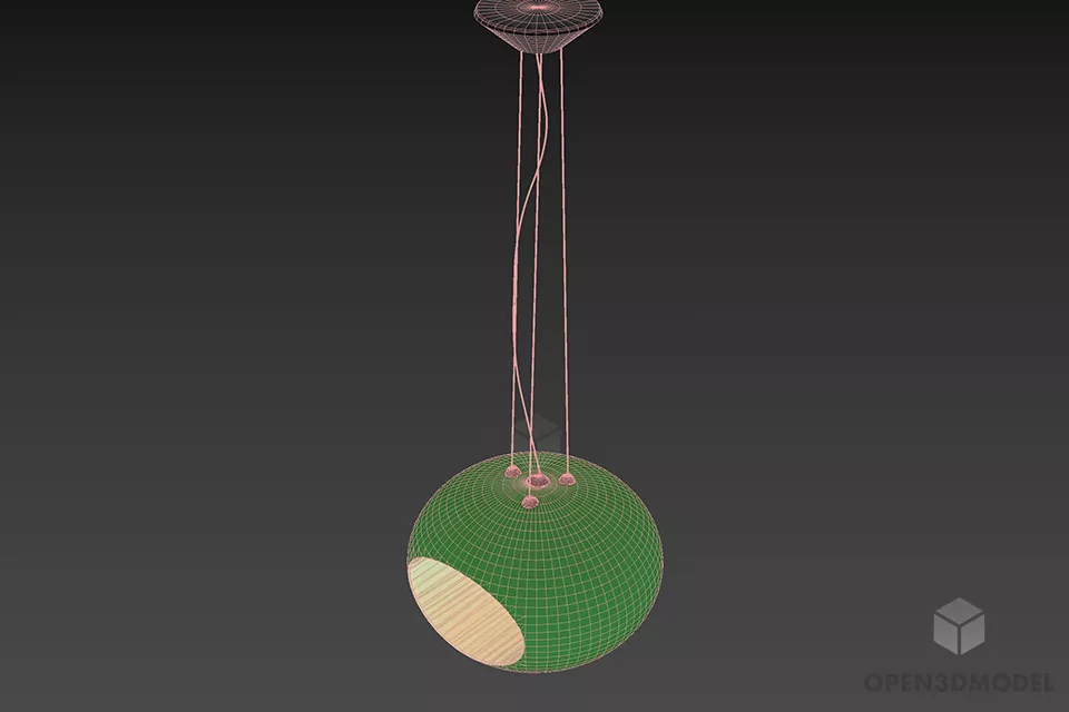 Pendant Lamp With Blue Sphere Shade 3d model 2