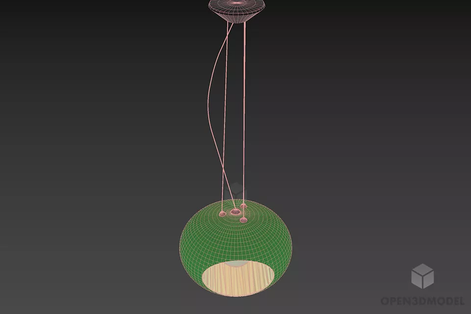 Pendant Lamp With Blue Sphere Shade 3d model 3