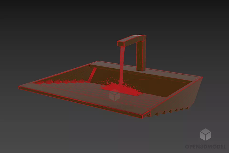 Modern Steel Sink With Water 3d model 2
