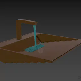 Modern Steel Sink With Water 3d model
