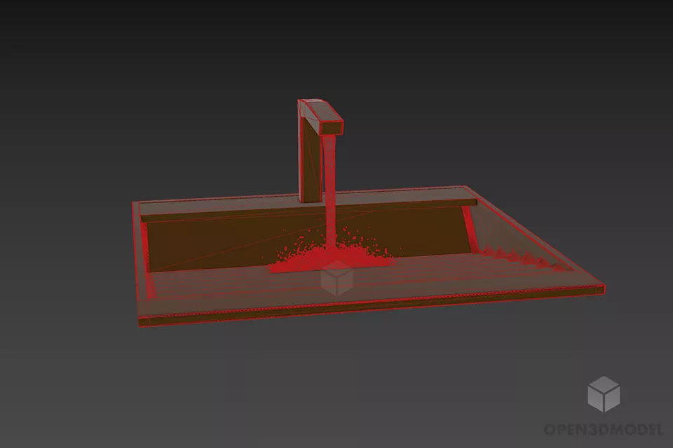 Modern Steel Sink With Water 3d model 3