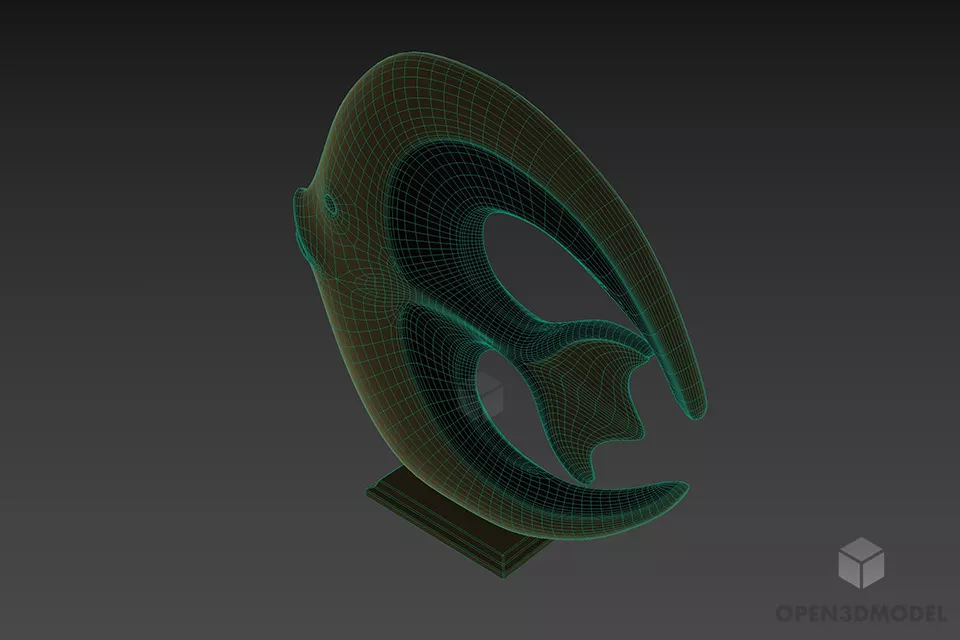 Sea Moon Fish Figurine 3d model 2