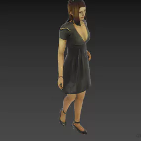 Girl In Black Dress 3d model