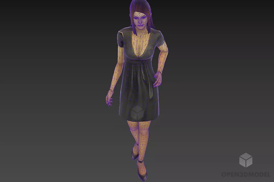 Girl In Black Dress 3d model 3