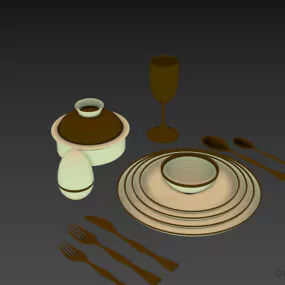 Dinnerware Set With Utensil 3d model