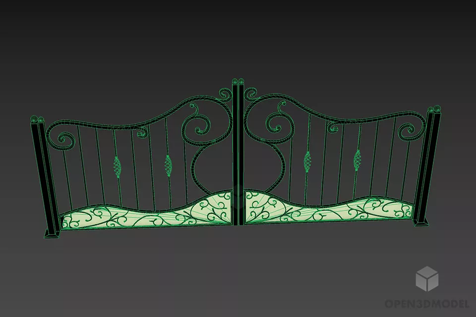 Gate Antique Iron Fence 3d model 3