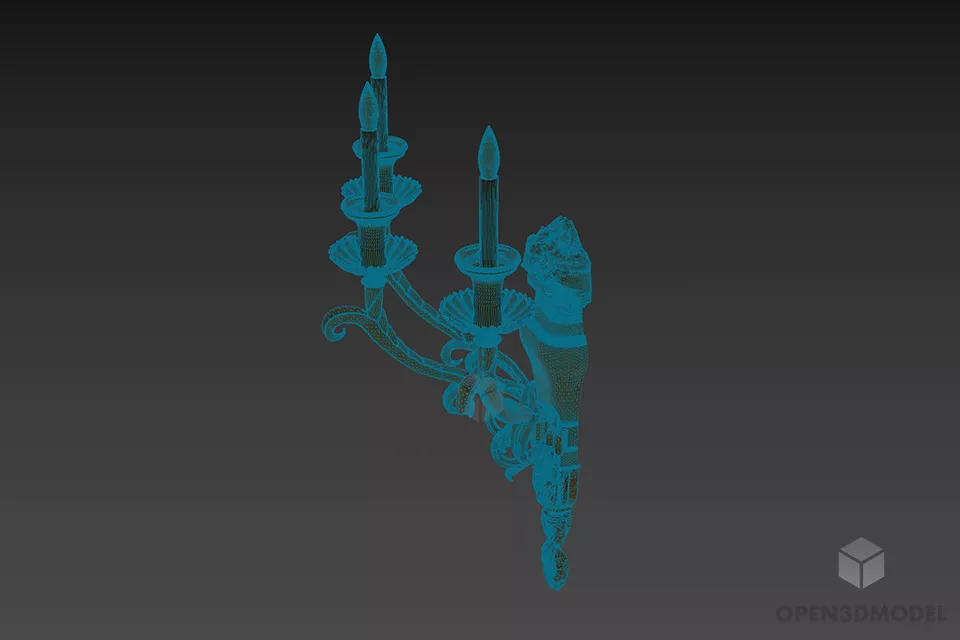 Antique Brass Candle Sconce Lamp 3d model 2