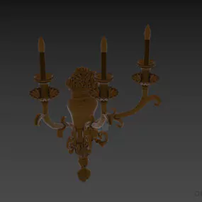 Antique Brass Candle Sconce Lamp 3d model