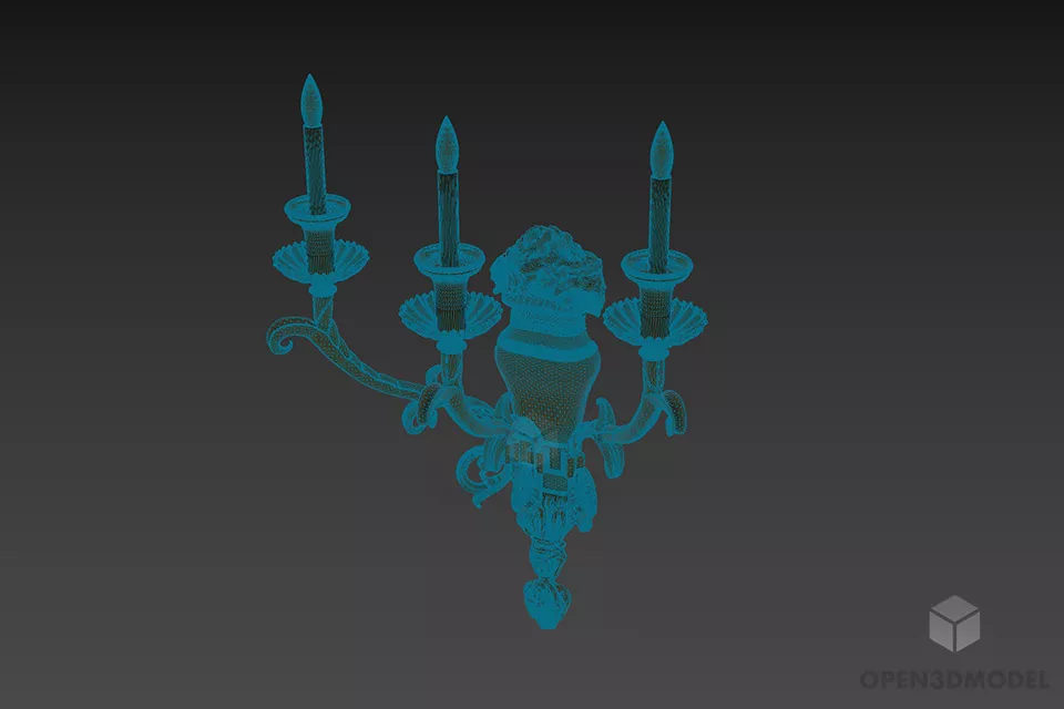Antique Brass Candle Sconce Lamp 3d model 3