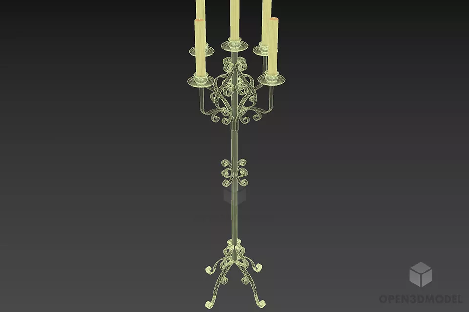 Candlestick With Silver Stand 3d model 2