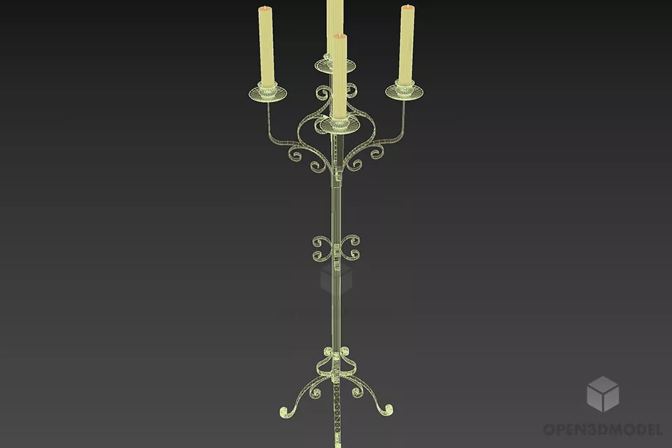 Candlestick With Silver Stand 3d model 3