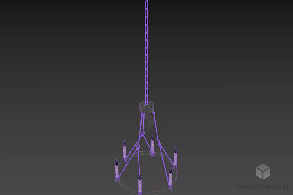 Candle Pendant Lamp With Brass Ring 3d model 2