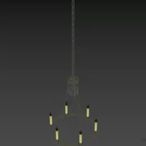 Candle Pendant Lamp With Brass Ring 3d model