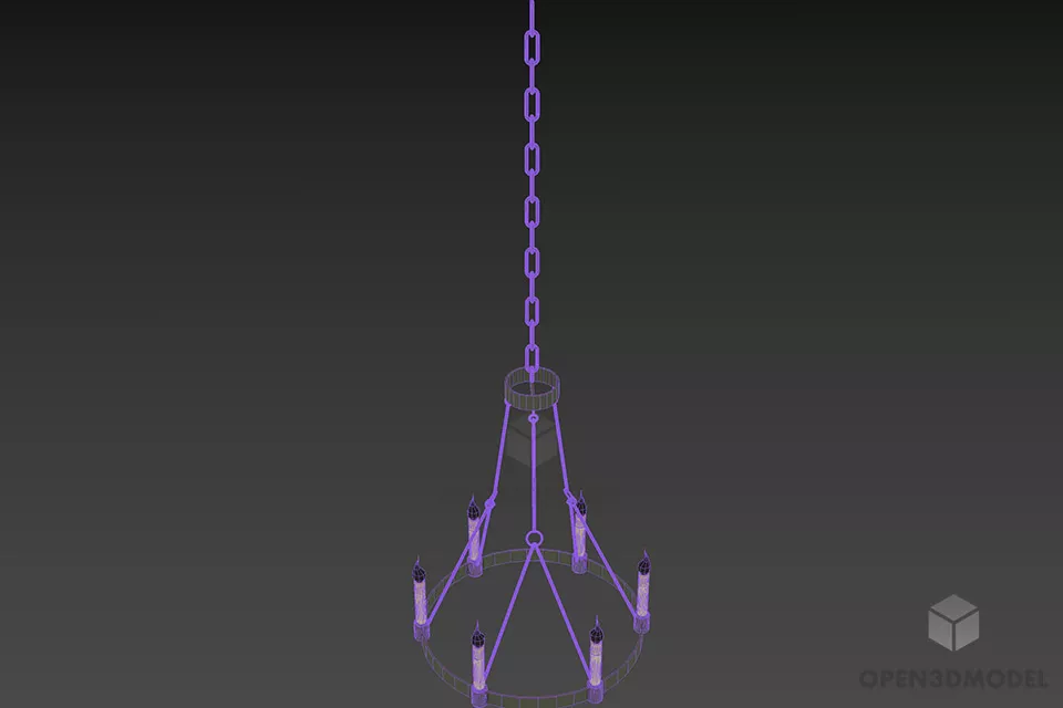 Candle Pendant Lamp With Brass Ring 3d model 3