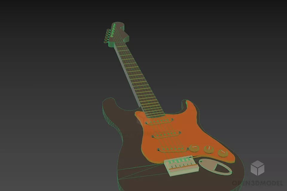 Modern Electric Guitar Low Poly 3d model 3
