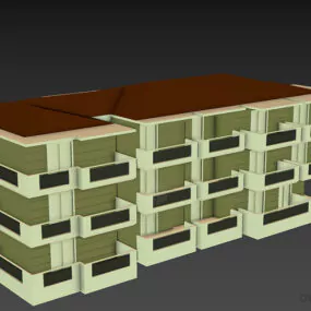 Apartment Building Three Storey 3d model