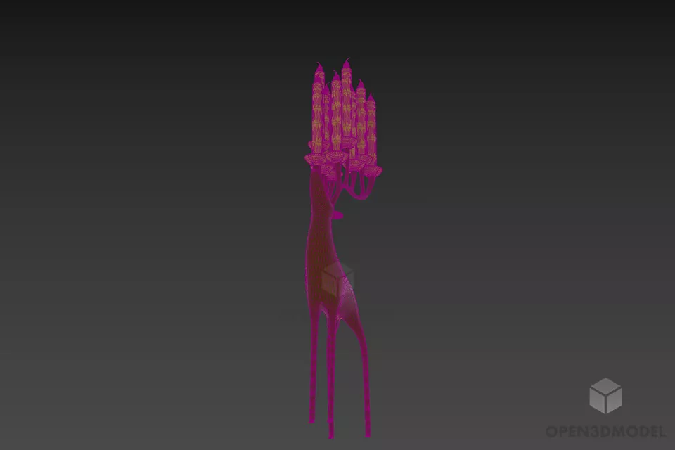 Candlestick On Deer Stand 3d model 2