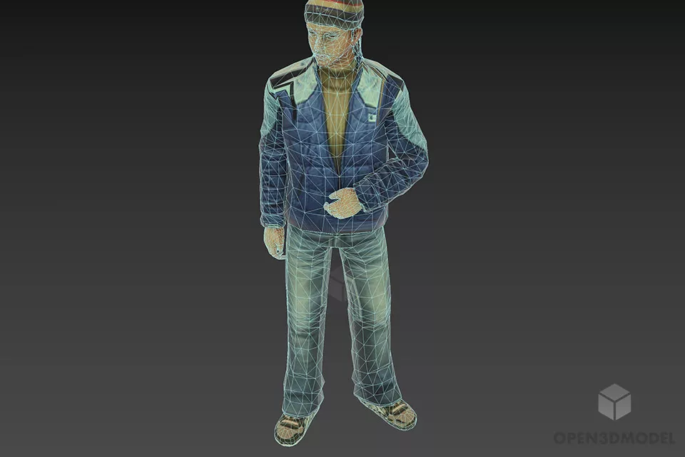 Standing Man In Winter Coat 3d model 3