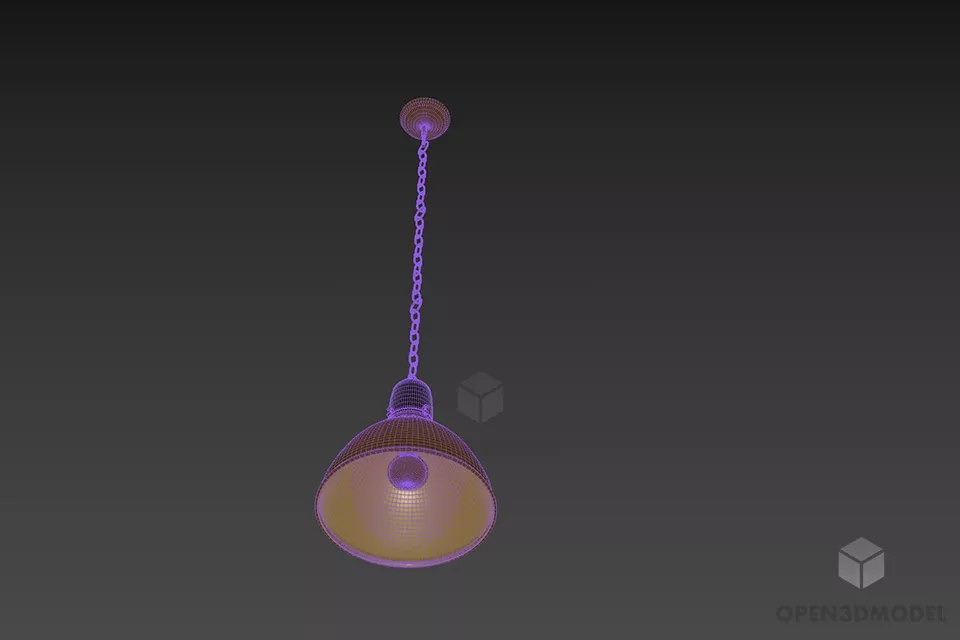 Pedant Lamp Industrial Bowl Shade 3d model 2