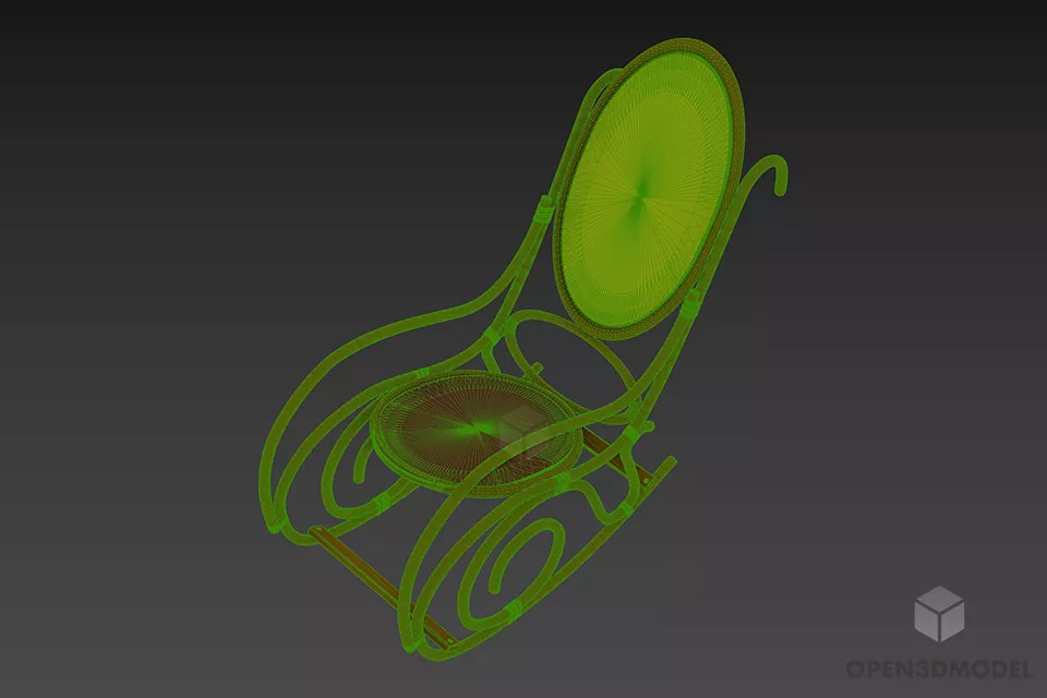 Rocking Armchair Bentwood 3d model 2