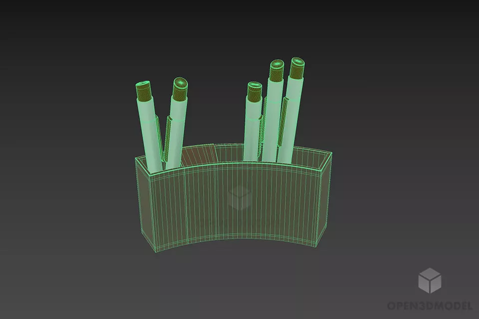 Curved Pencil Holder 3d model 3