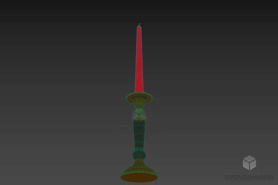 Candlestick With Antique Silver Stand 3d model 2