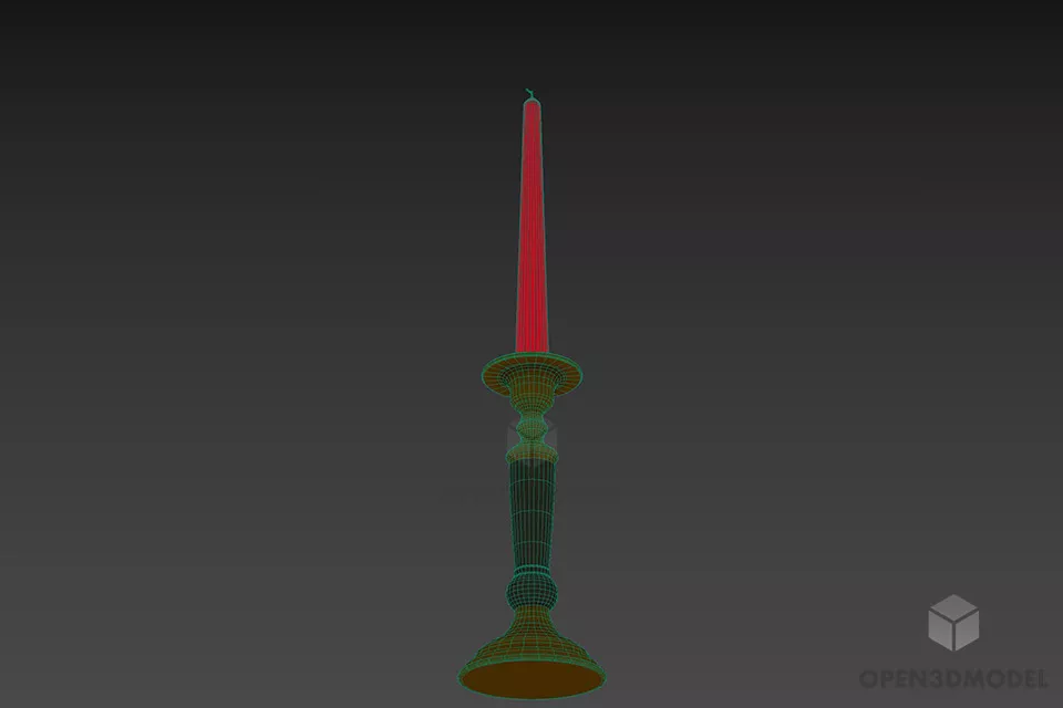 Candlestick With Antique Silver Stand 3d model 3