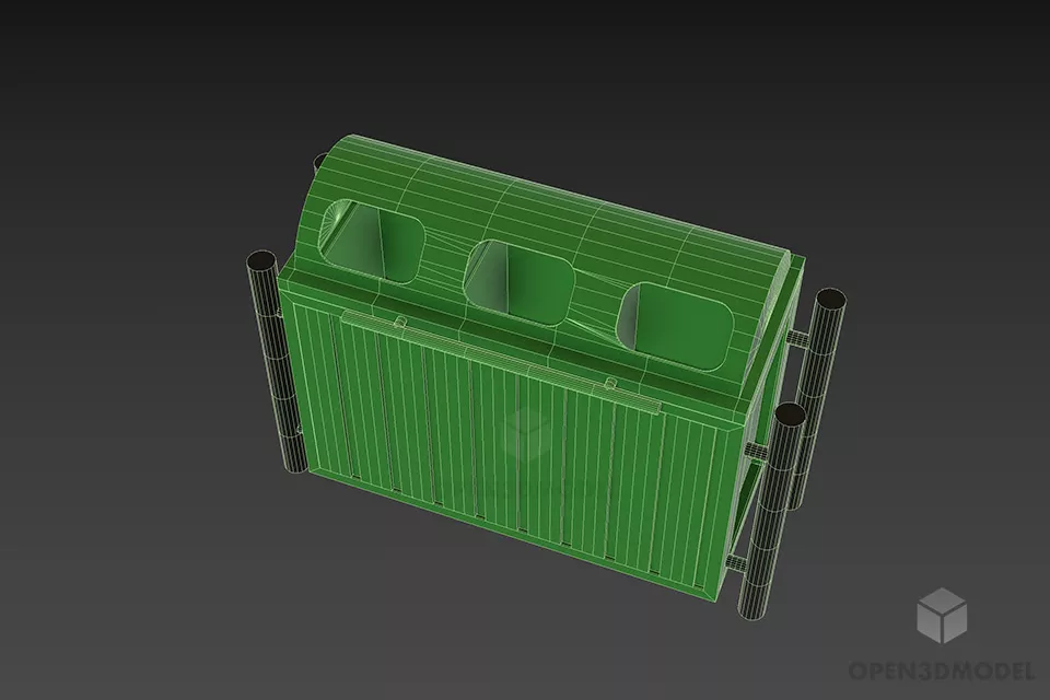 Metal Trash Bin Street Equipment 3d model 3