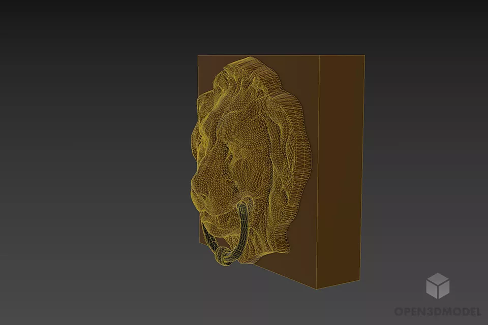 Door Handle Lion Head Shape 3d model 2