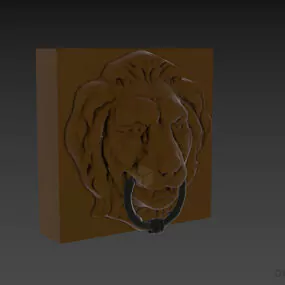 Door Handle Lion Head Shape 3d model