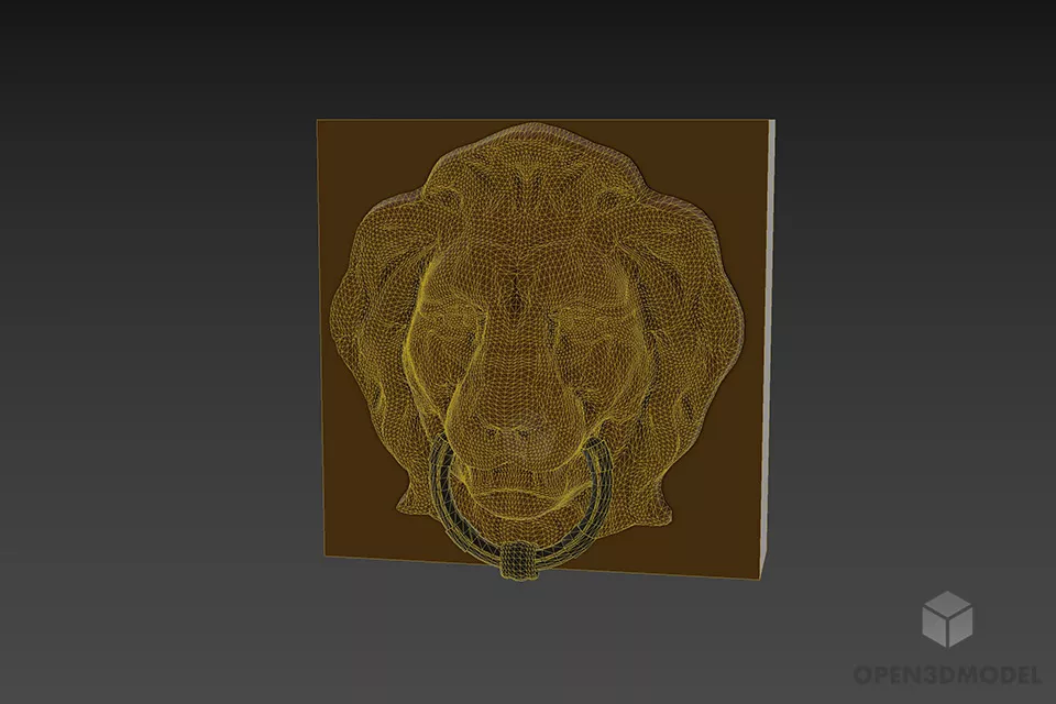 Door Handle Lion Head Shape 3d model 3
