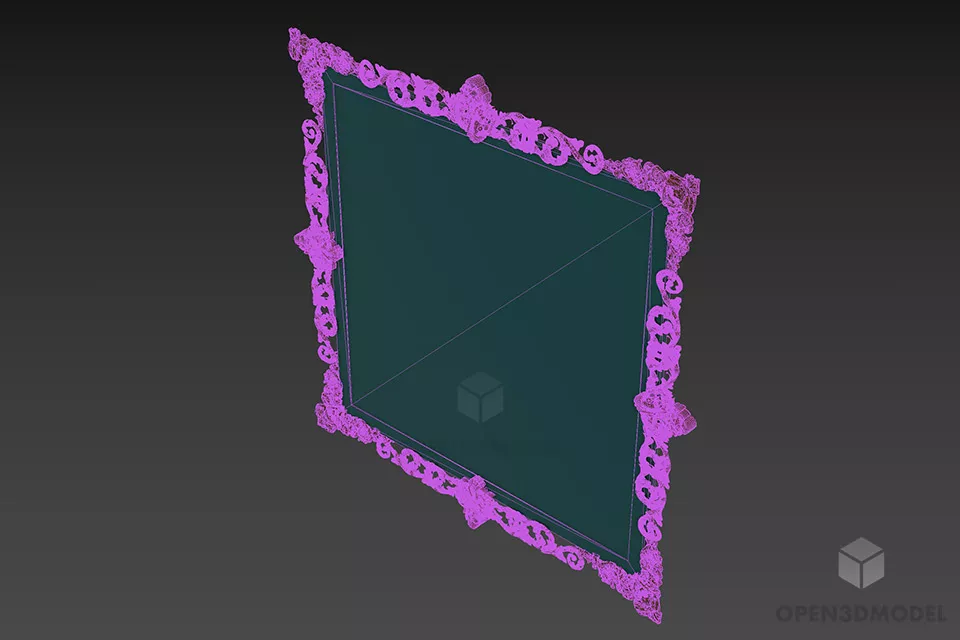 Carved Frame Mirror 3d model 2
