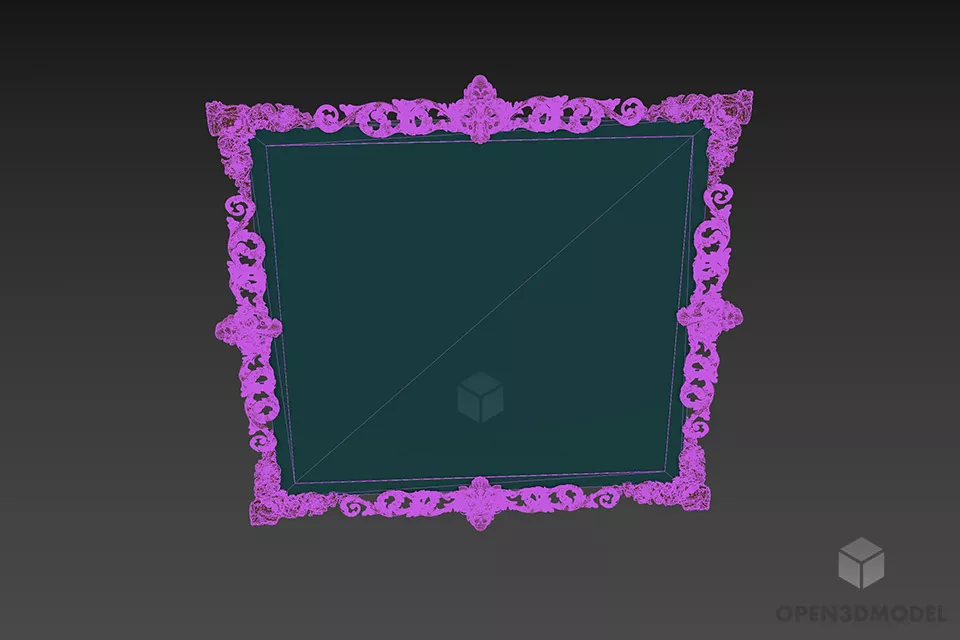 Carved Frame Mirror 3d model 3