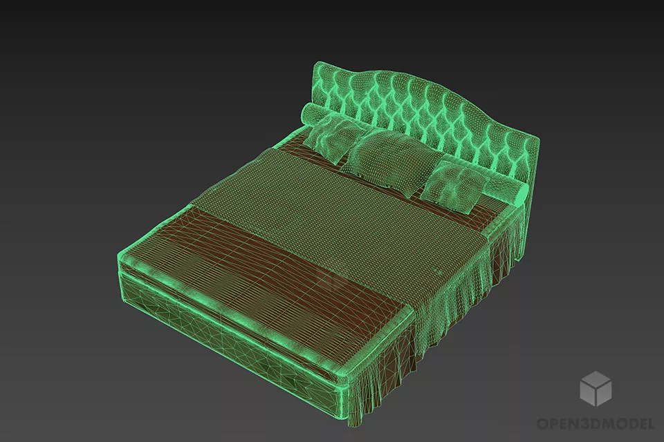 Double Bed Retro Texture 3d model 2