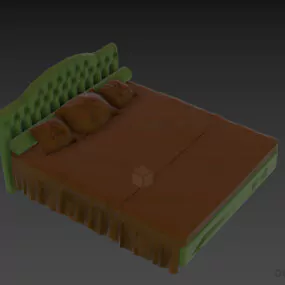 Double Bed Retro Texture 3d model