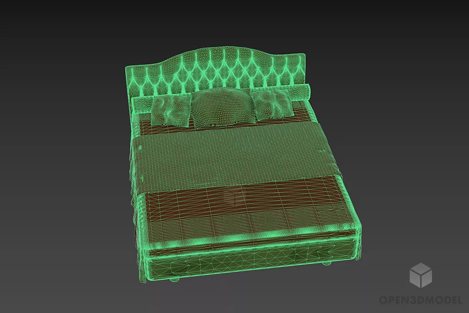 Double Bed Retro Texture 3d model 3