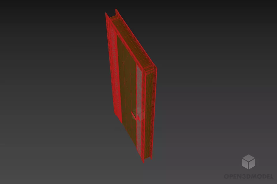 Wood Door With Frame 3d model 2