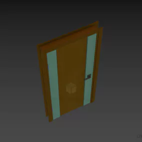 Wood Door With Frame 3d model