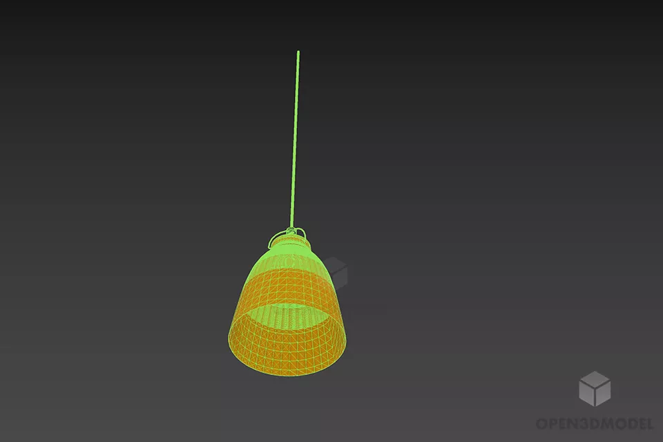Pendant Lamp High Bowl Shade 3d model 2