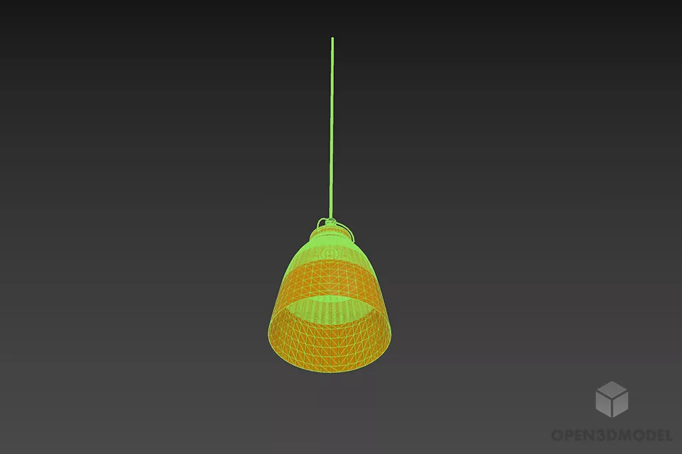 Pendant Lamp High Bowl Shade 3d model 3