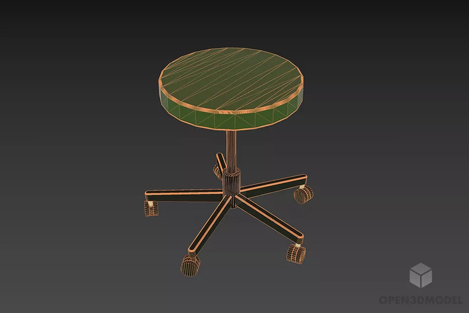 Small Bar Chair With Wheels 3d model 2