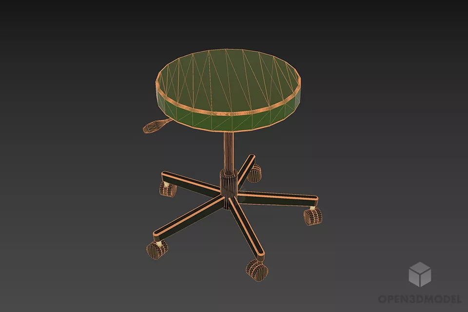 Small Bar Chair With Wheels 3d model 3