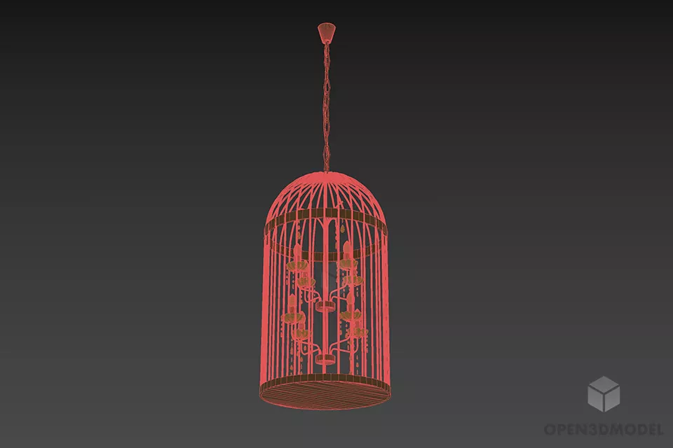 Metal Cage Pendant Lamp 3d model 2