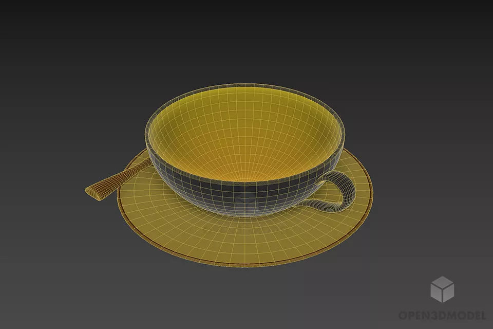 Honey In Glass Cup With Spoon 3d model 2