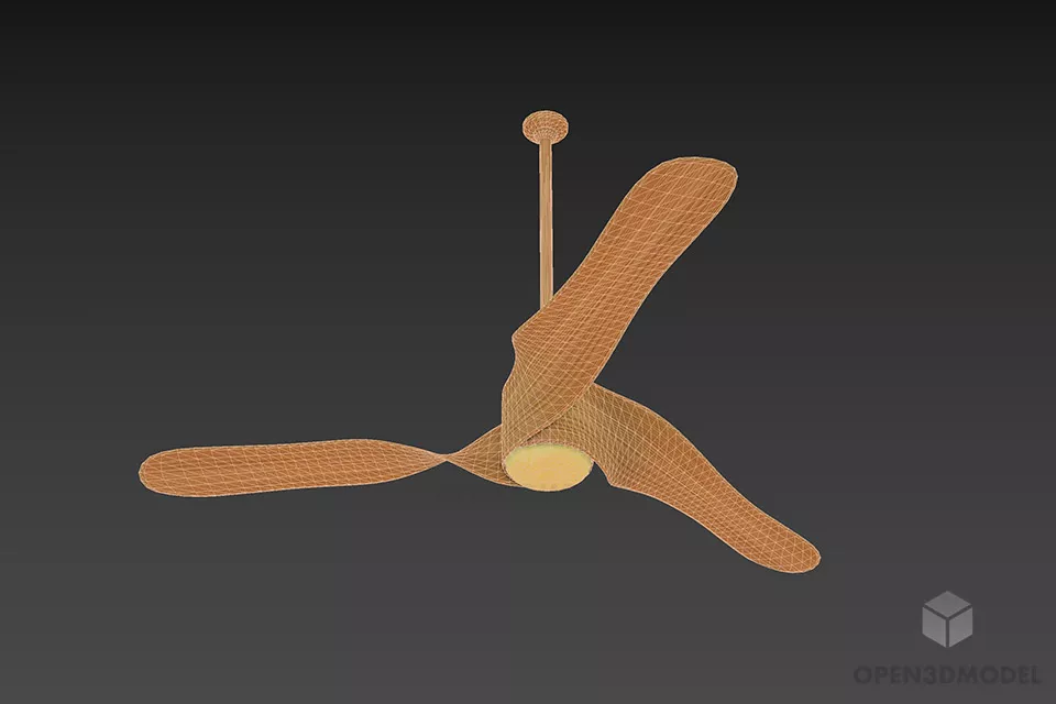 Ceiling Fan Wooden Blade, George Kovacs 3d model 3