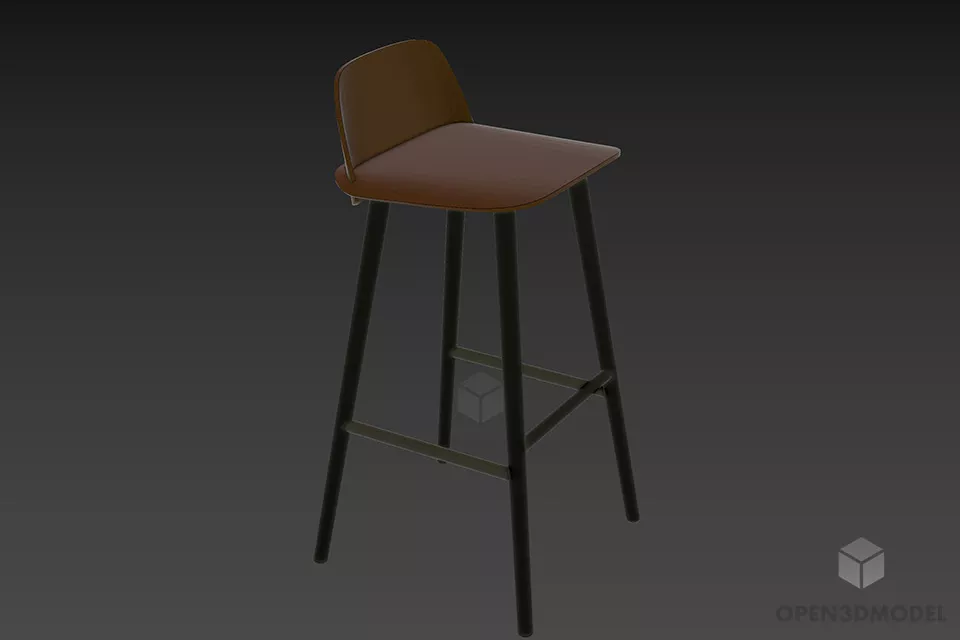 Chair Tufted Back Curved Shape 3d model
